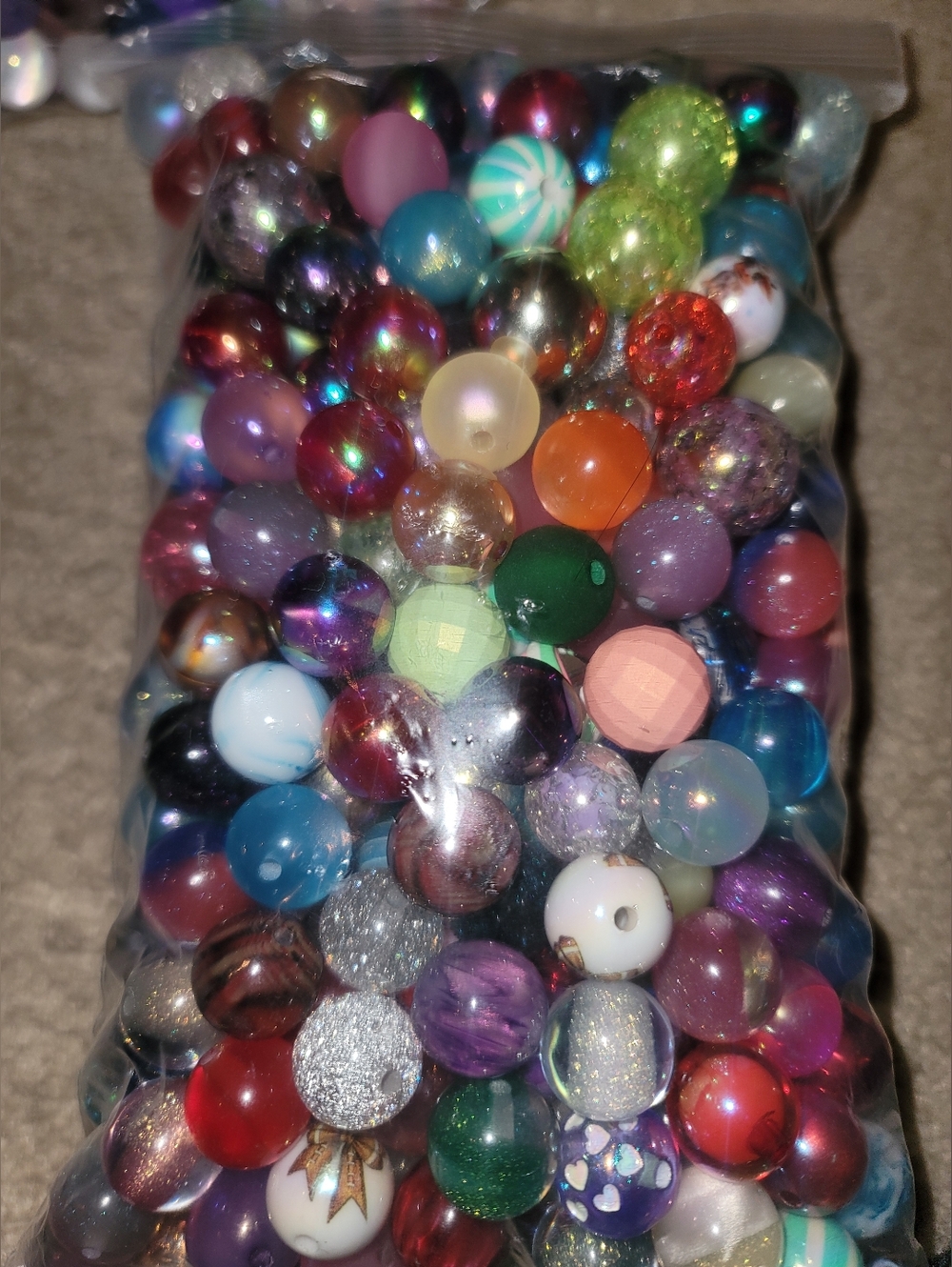 Extra Lg Bag of 400 Mixed Color Assorted Acrylic Beads - Multicolor Bag